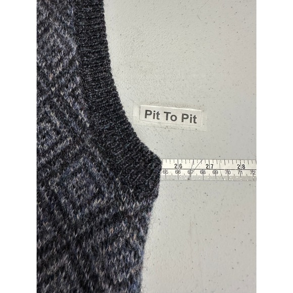 Henry Grethel Men Vintage Shetland Wool Sweater Vest XL Academia Grandpa Diamond - Picture 6 of 8